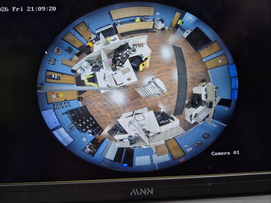 Wide angle fisheye security camera coverage