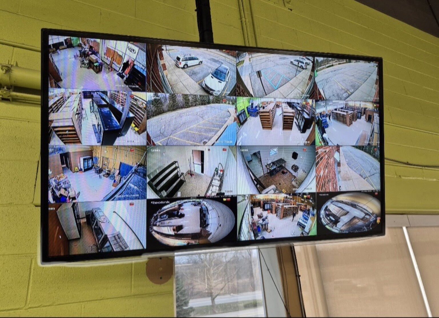 Security monitor displaying multiple camera views